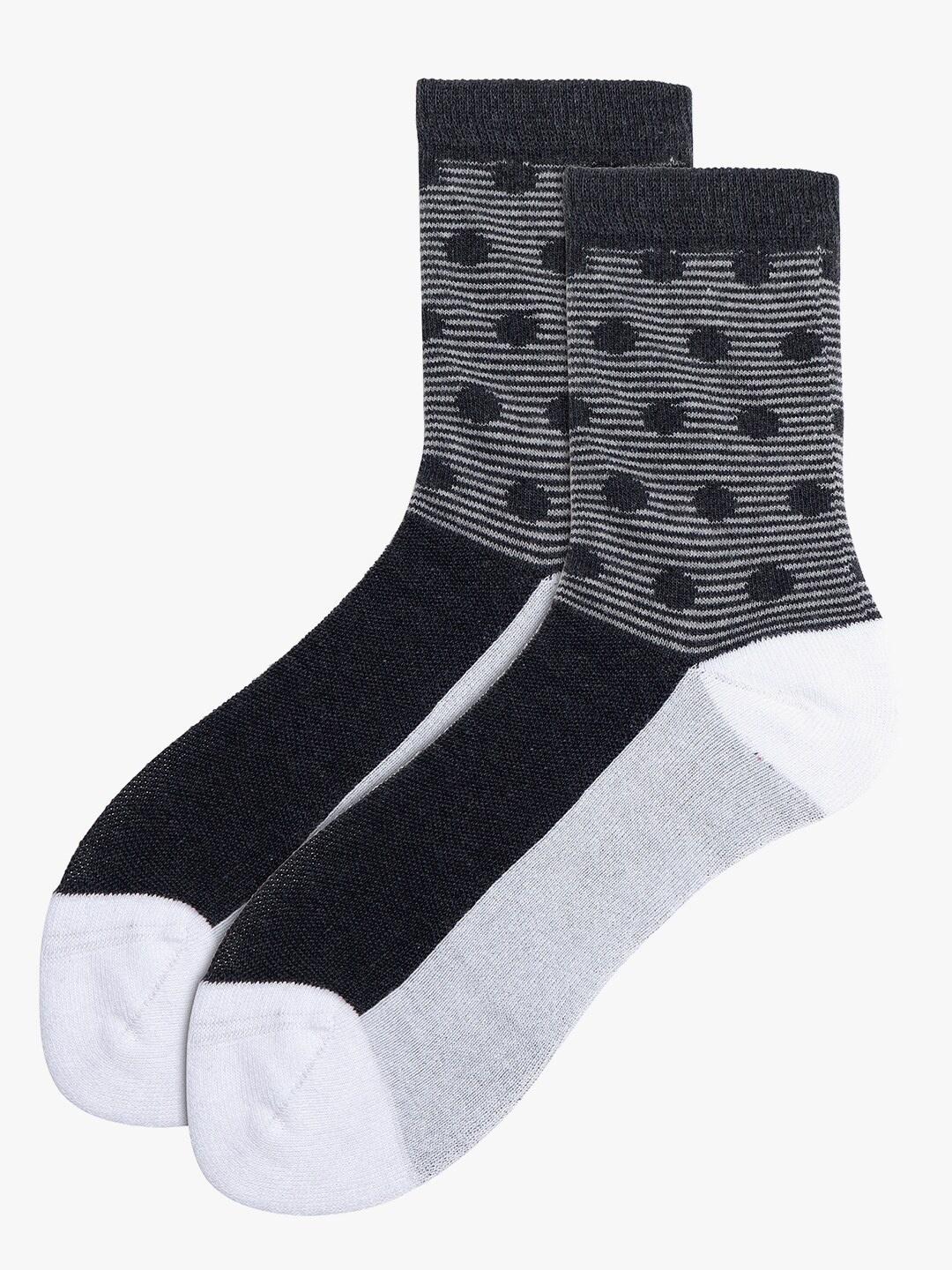 Soxytoes Unisex Patterned Cotton Calf-Length Socks, Grey