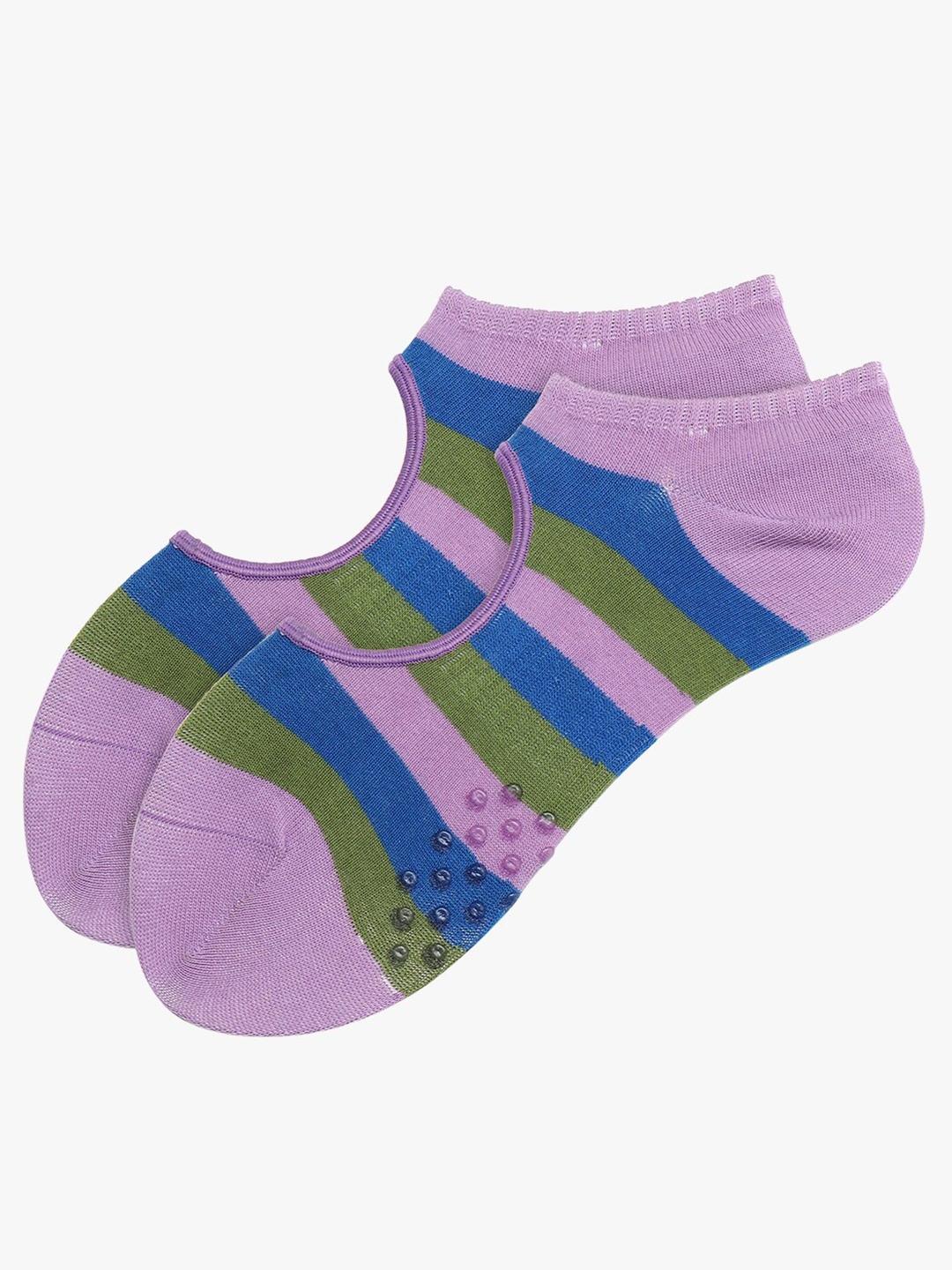 

Soxytoes Unisex Striped Cotton Shoe Liners Socks, Lavender