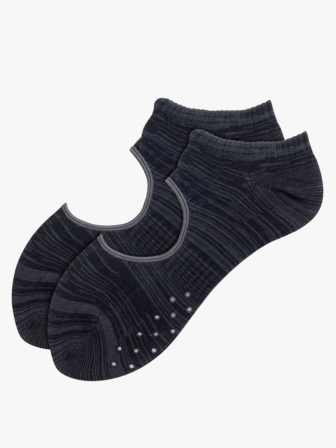 Soxytoes Unisex Striped Cotton Shoe Liners Socks, Black