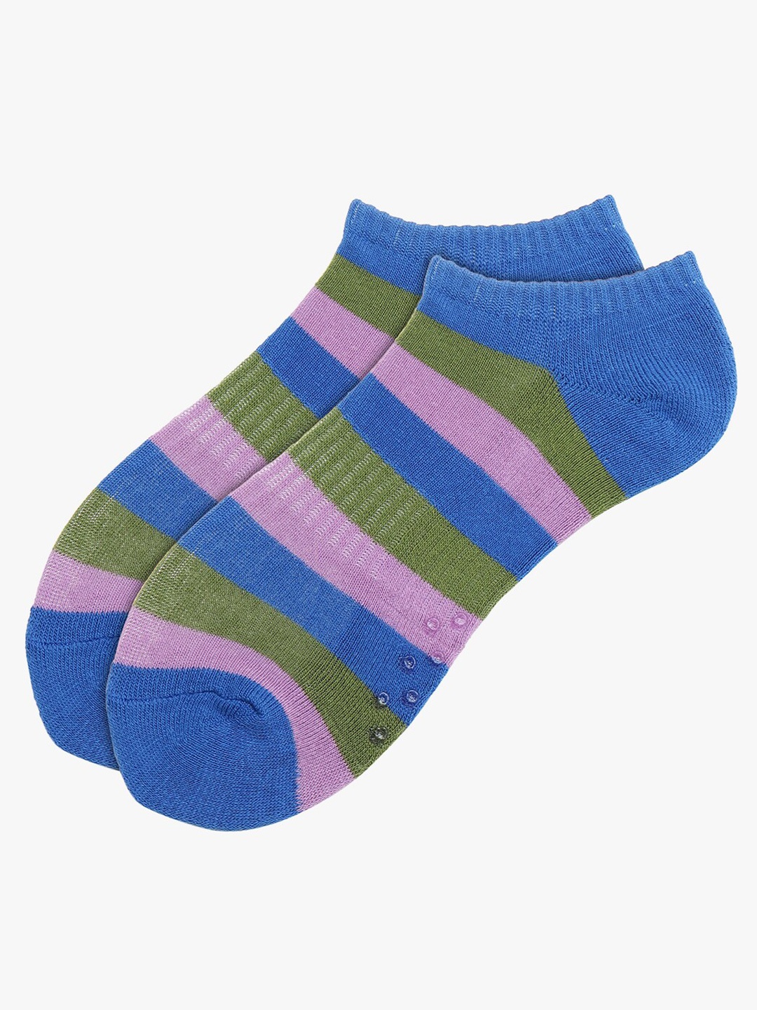 

Soxytoes Unisex Striped Cotton Shoe-Liner Socks, Blue