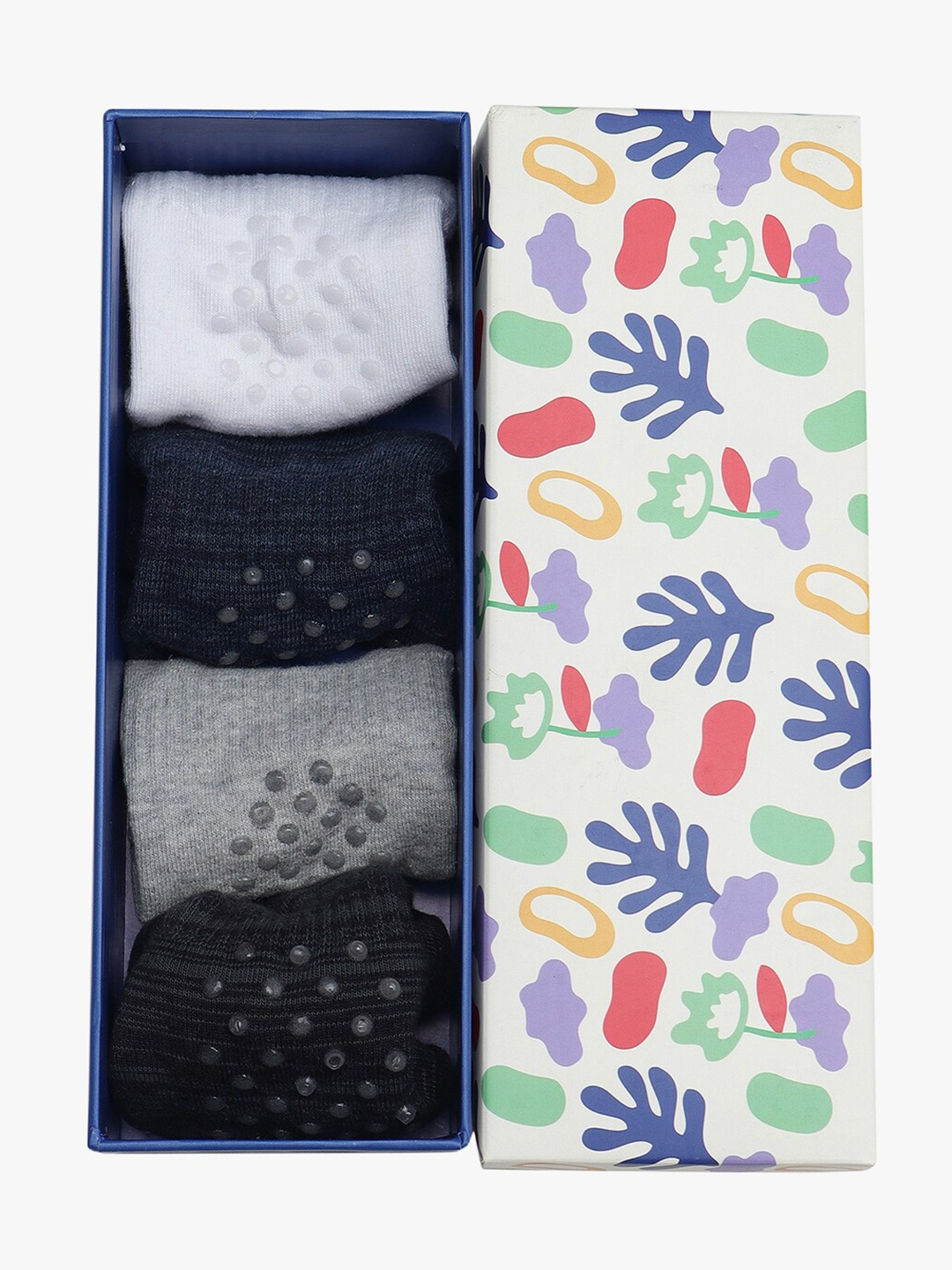 

Soxytoes Unisex Pack Of 4 Striped Cotton Anti Slip Shoe-Liner Socks, Blue