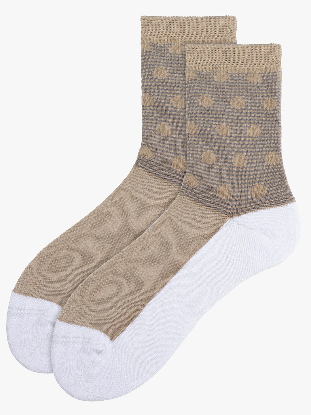 Soxytoes Unisex Patterned Cotton Anti Slip Ankle-Length Socks, Beige