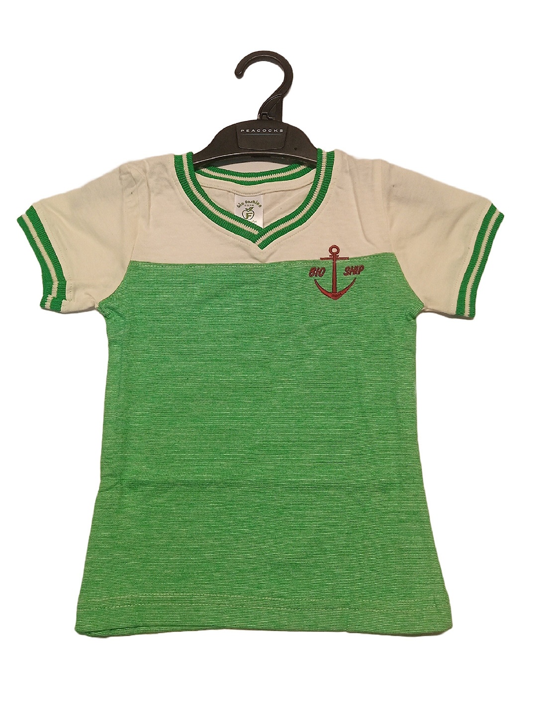 

BAESD Boys Colorblocked V-Neck Cotton T-shirt, Green