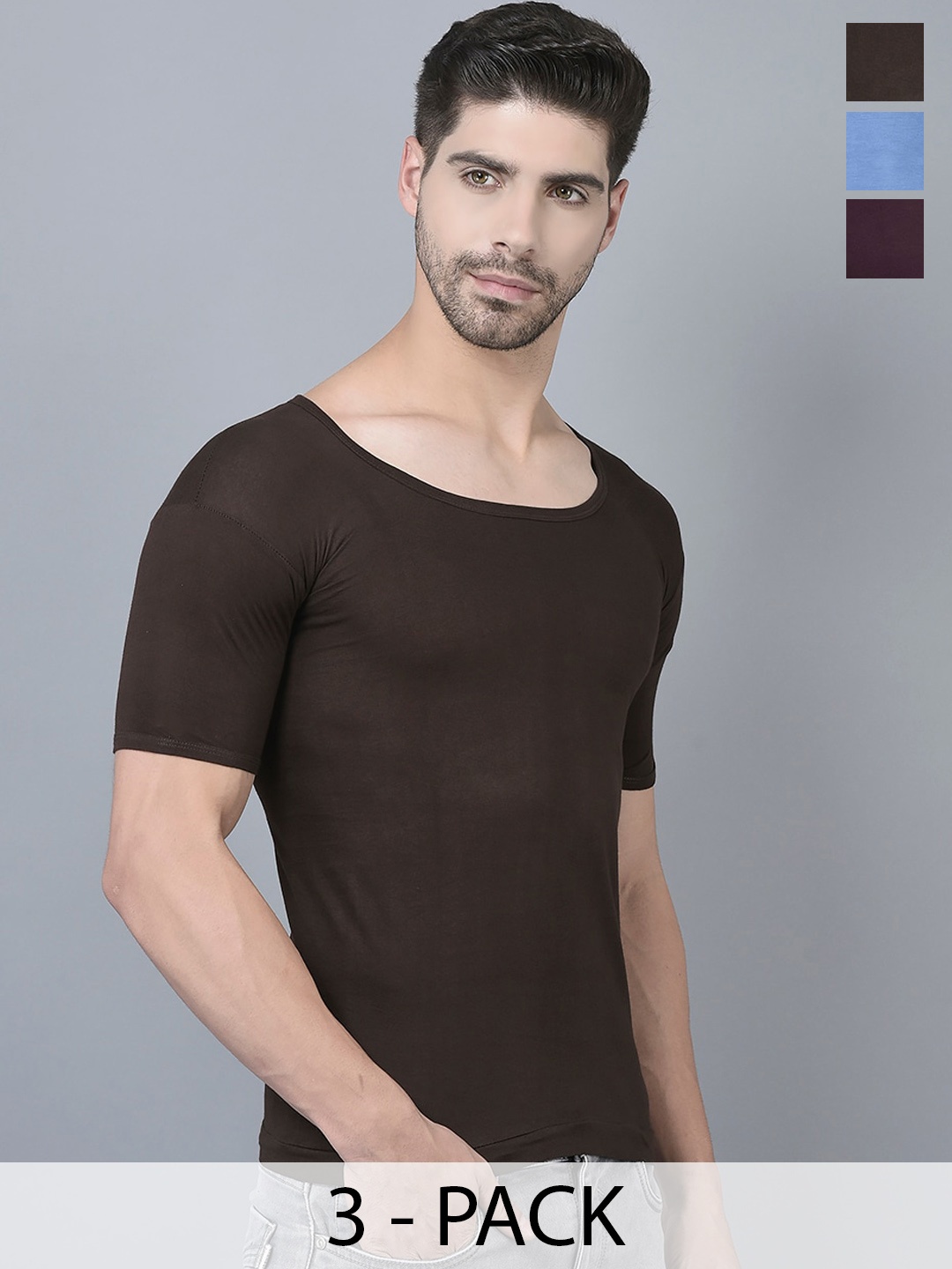 

Dollar Pack Of 3 Assorted Pure Cotton Basic Innervests