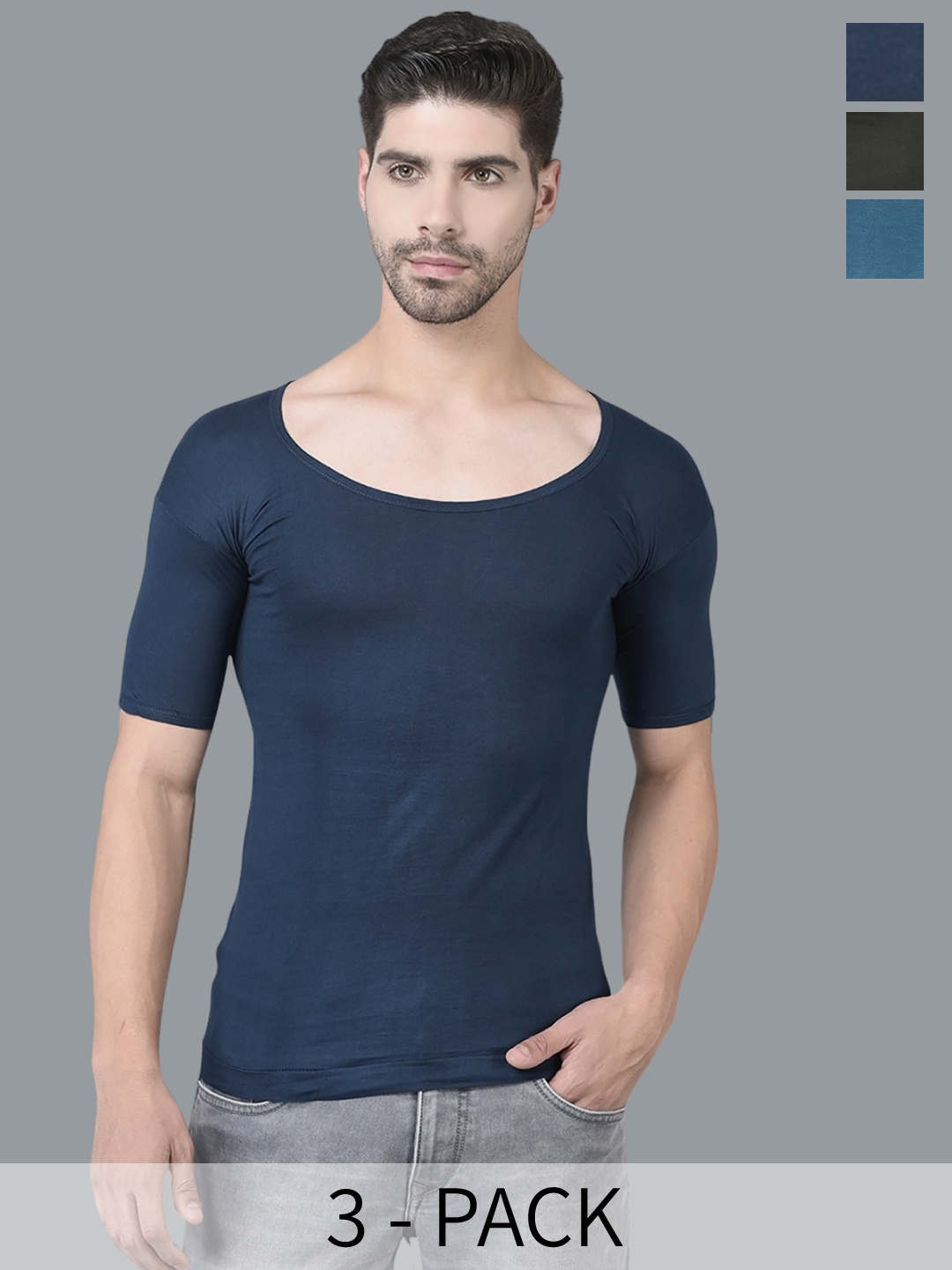 

Dollar Pack Of 3 Assorted Pure Cotton Basic Innervests