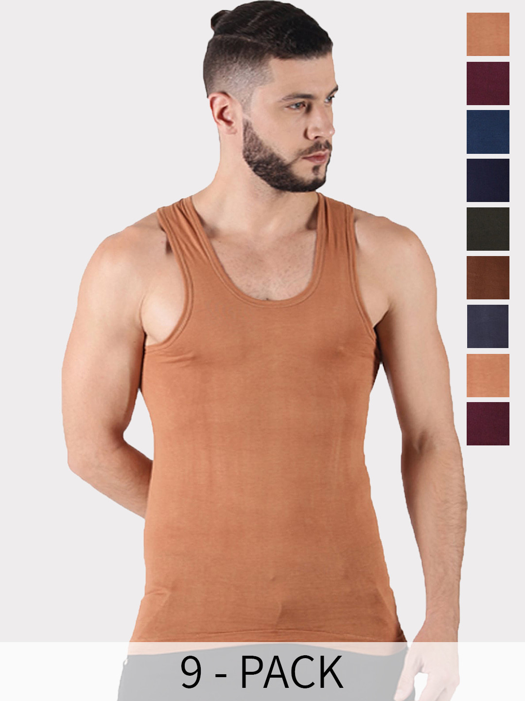 

Dollar Pack Of 9 Assorted Pure Cotton Basic Innervests