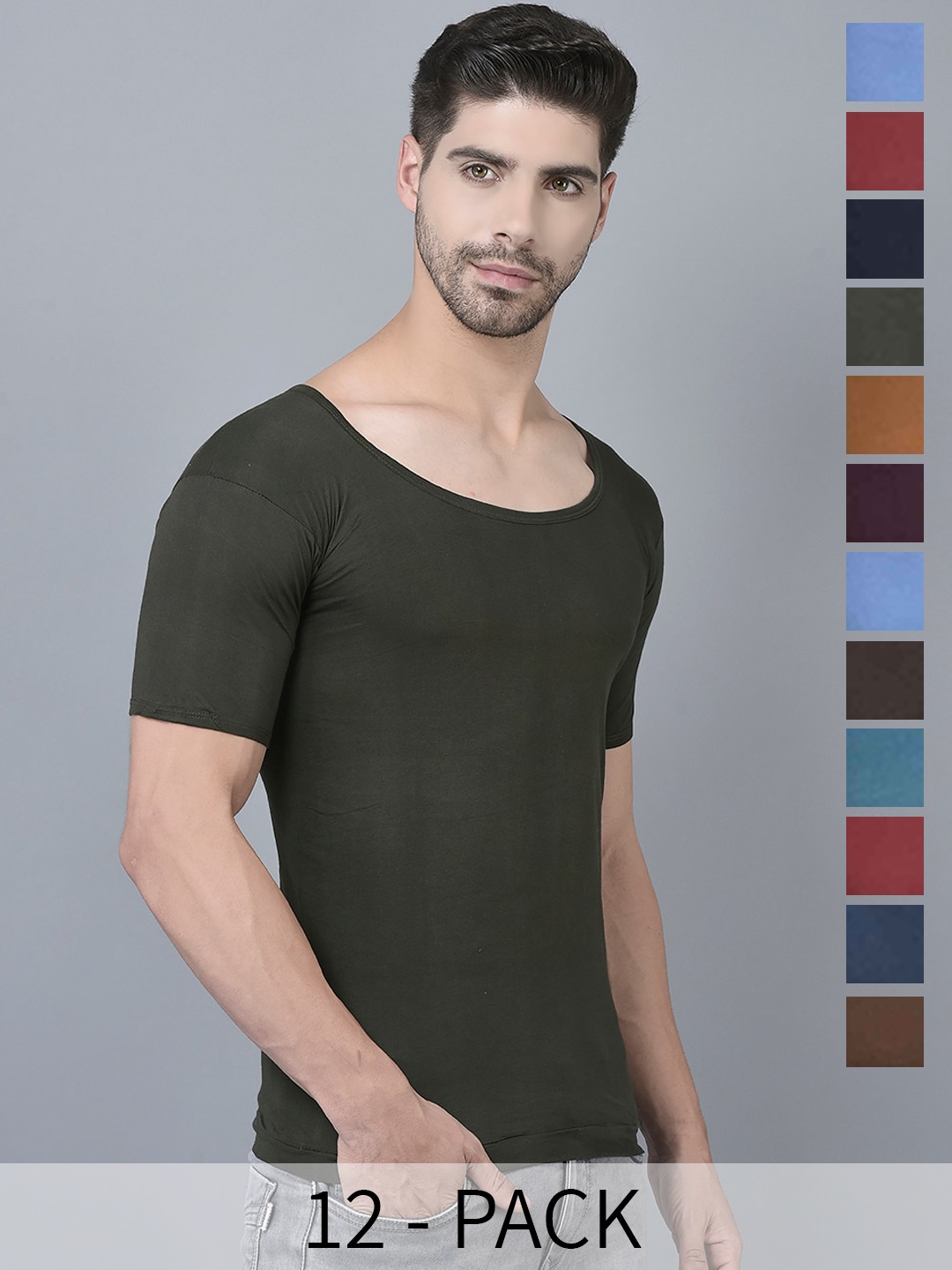 

Dollar Pack Of 12 Assorted Pure Cotton Innerwear Vests MLHVE-02-PO12-ASST