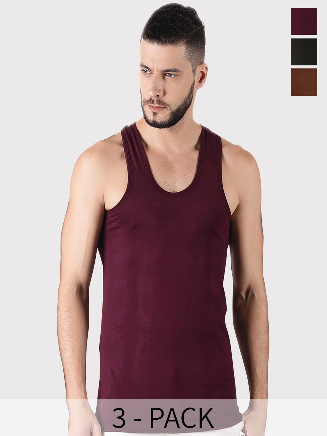 

Dollar Pack Of 3 Assorted Pure Cotton Innerwear Vests MLHVE-01-PO3-ASST5