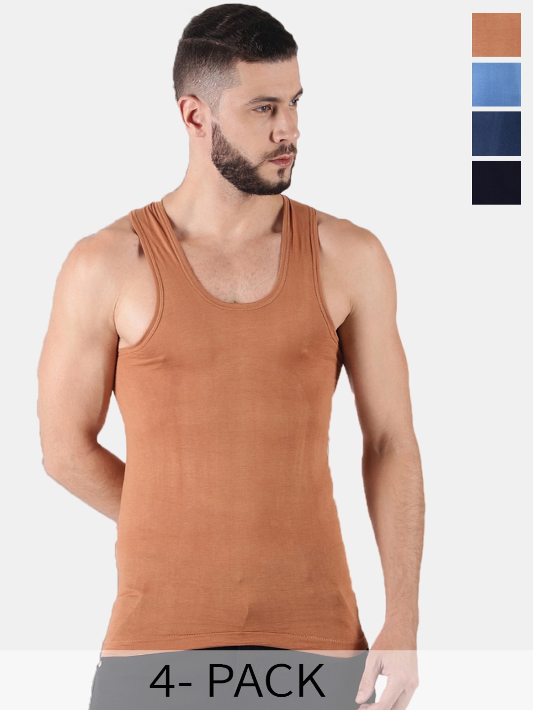 

Dollar Pack Of 4 Assorted Pure Cotton Innerwear Vests MLHVE-01-PO4-ASST5