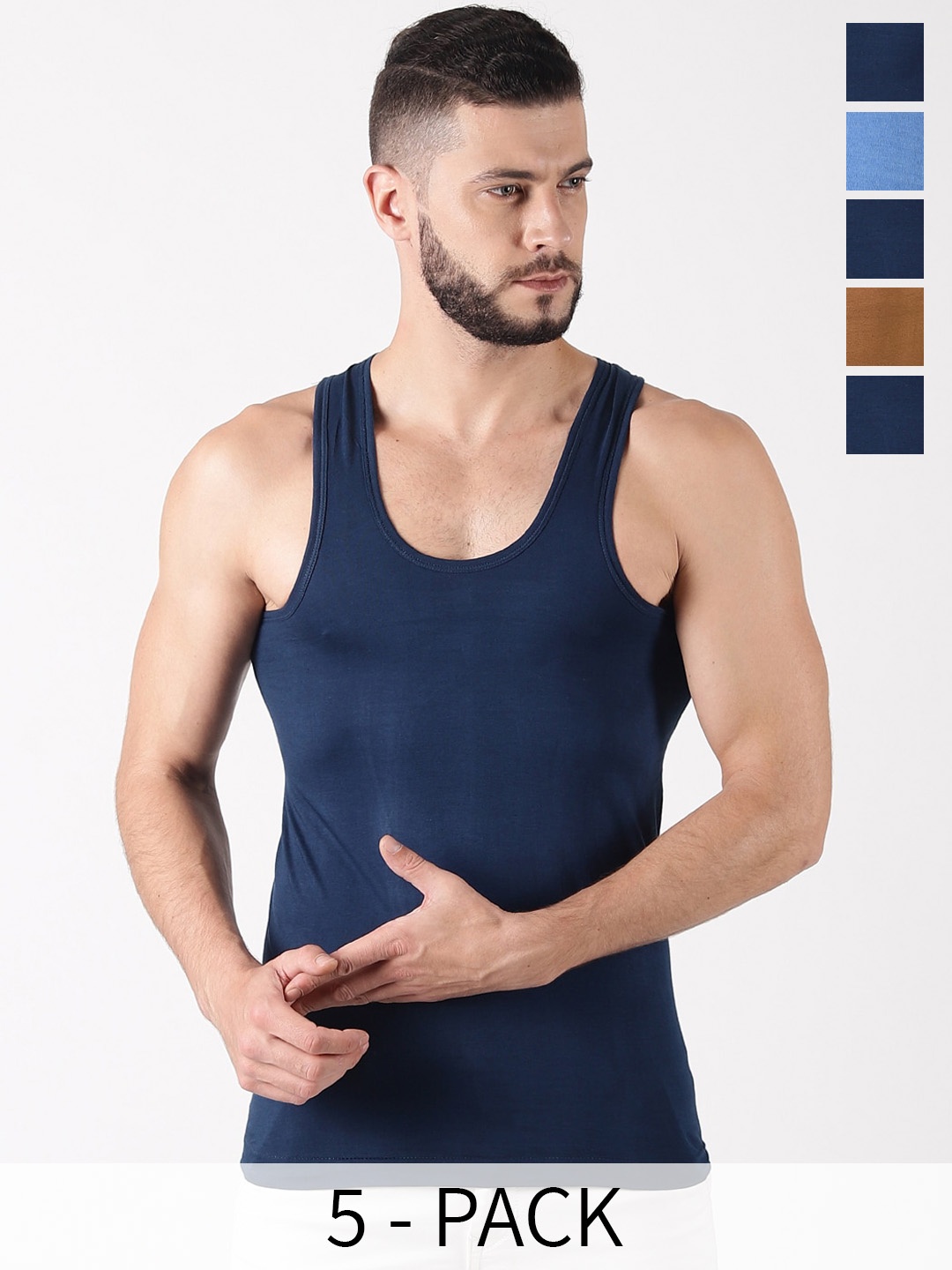 

Dollar Pack Of 5 Assorted Pure Cotton Innerwear Vests MLHVE-01-PO5-ASST