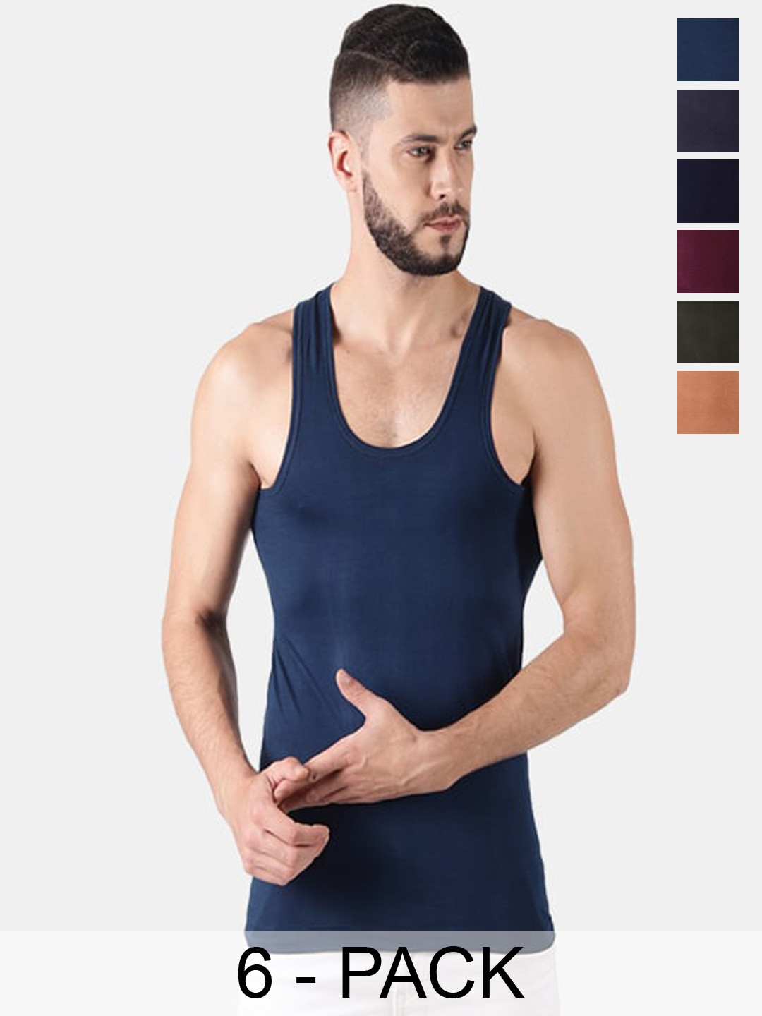 

Dollar Pack Of 6 Assorted Pure Cotton Innerwear Vests MLHVE-01-PO6-ASST4