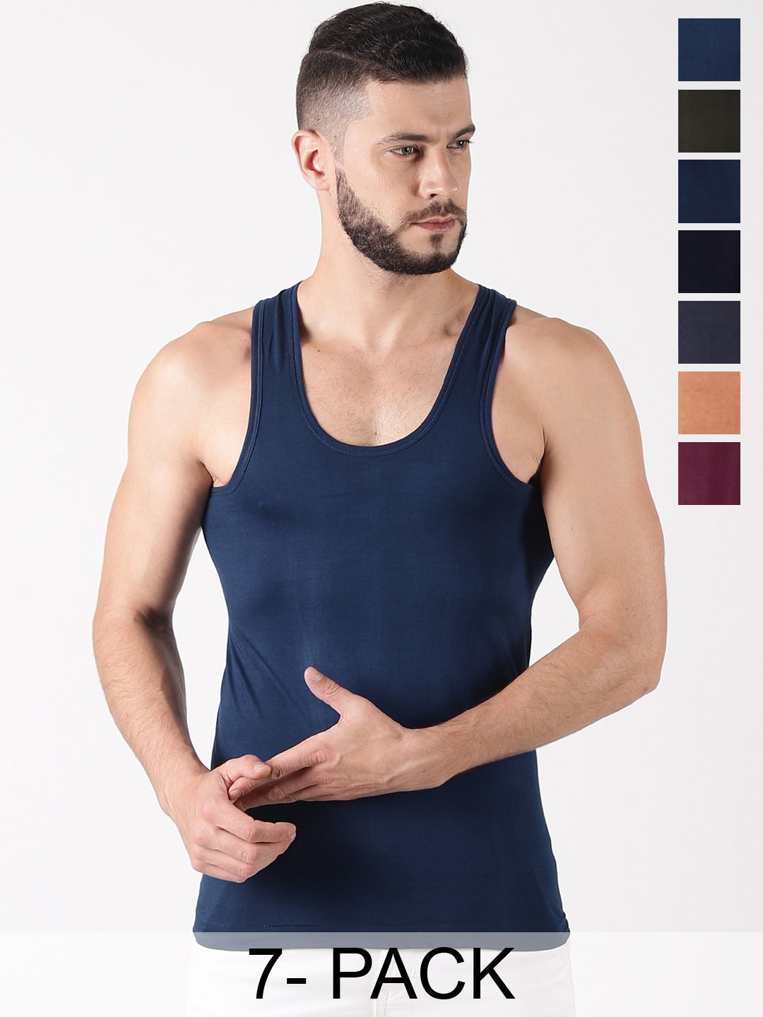 

Dollar Pack Of 7 Assorted Pure Cotton Innerwear Vests MLHVE-01-PO7-ASST2