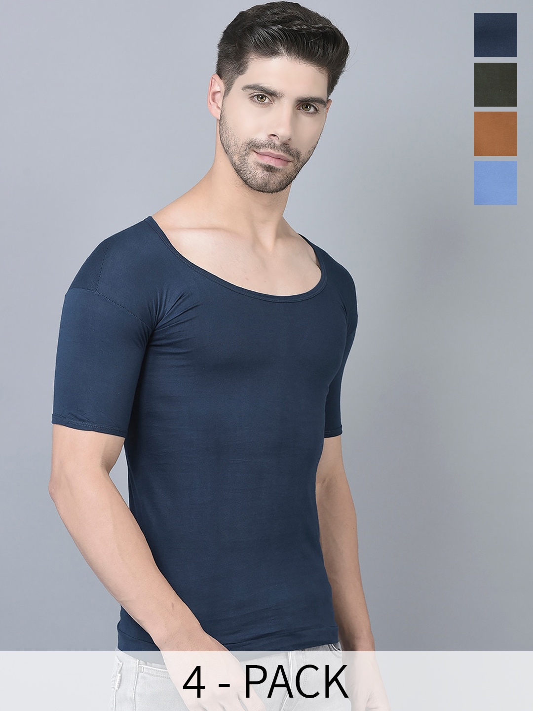 

Dollar Pack Of 4 Assorted Pure Cotton Innerwear Vests MLHVE-02-PO4-ASST2