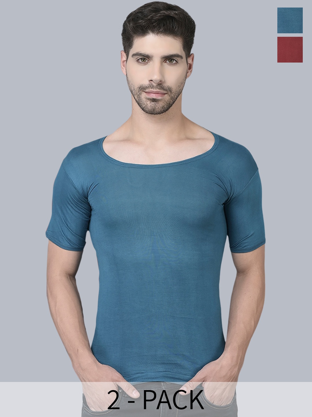 

Dollar Pack Of 2 Assorted Pure Cotton Innerwear Vests MLHVE-02-PO2-ASST2