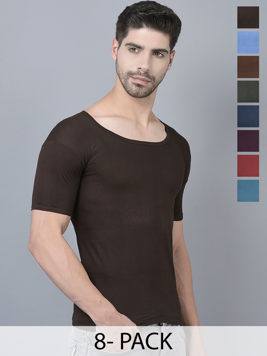 

Dollar Pack Of 8 Assorted Pure Cotton Basic Innervests