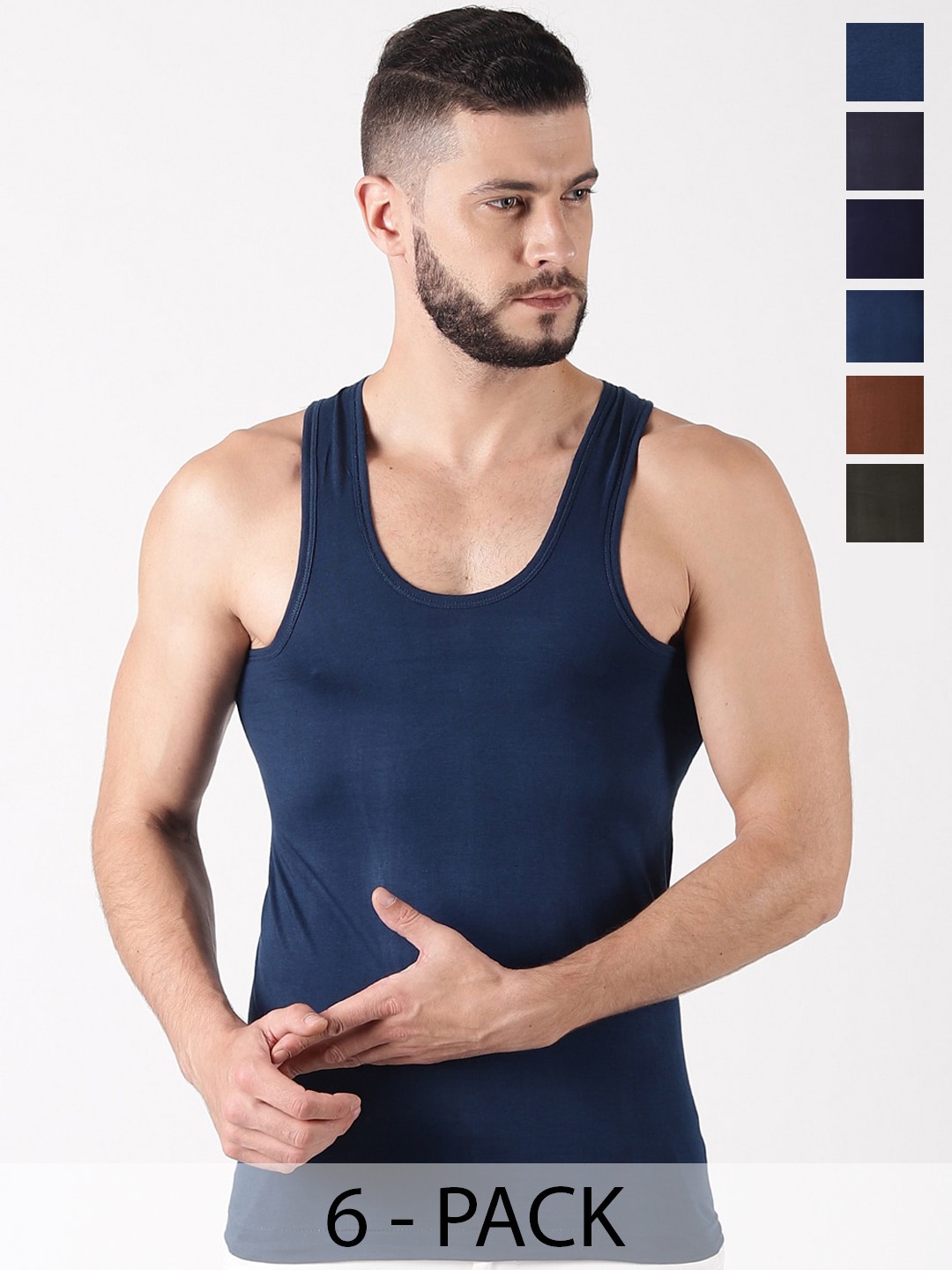 

Dollar Pack Of 6 Assorted Pure Cotton Basic Innervests