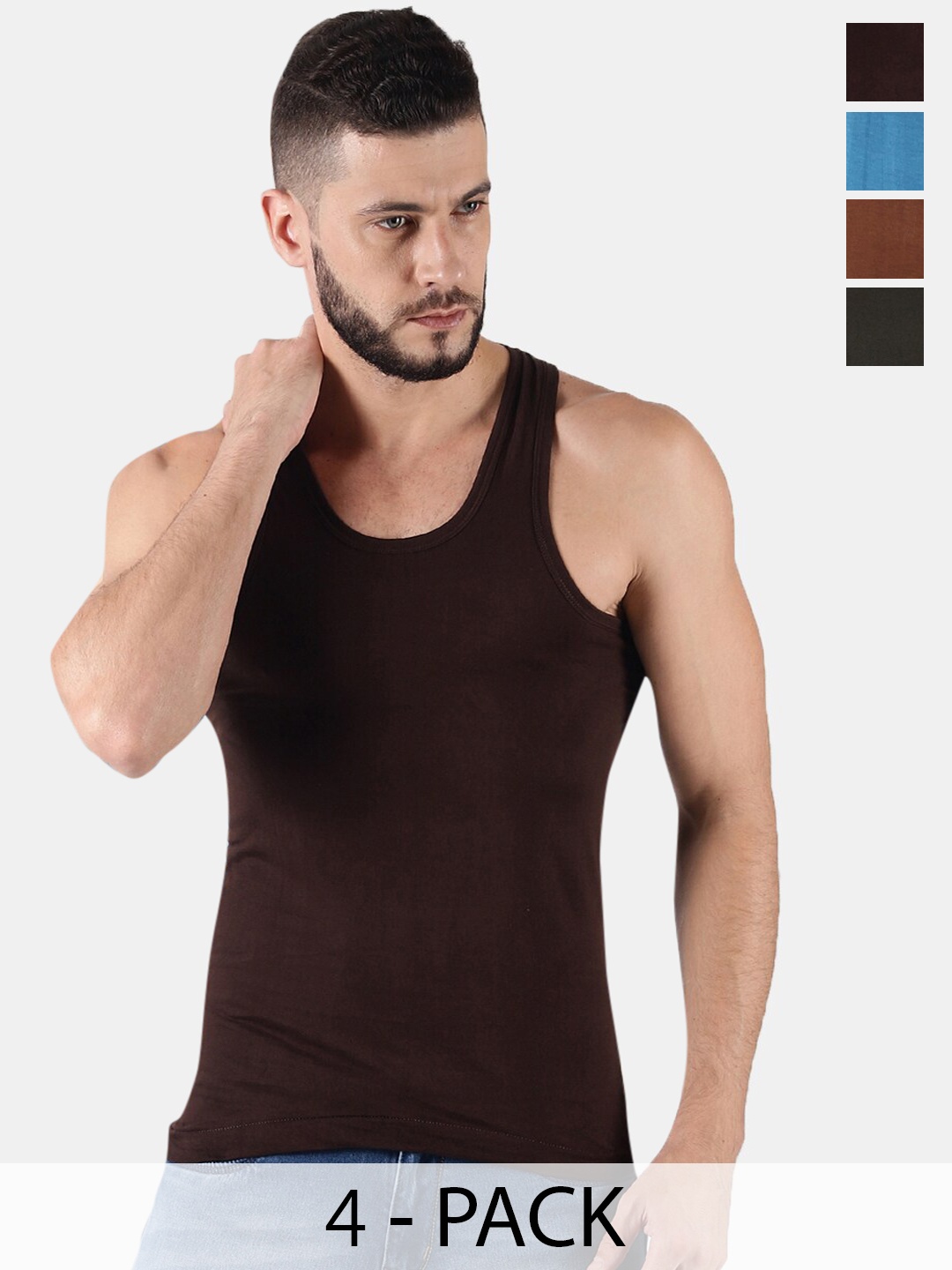 

Dollar Pack Of 4 Assorted Pure Cotton Basic Innervests
