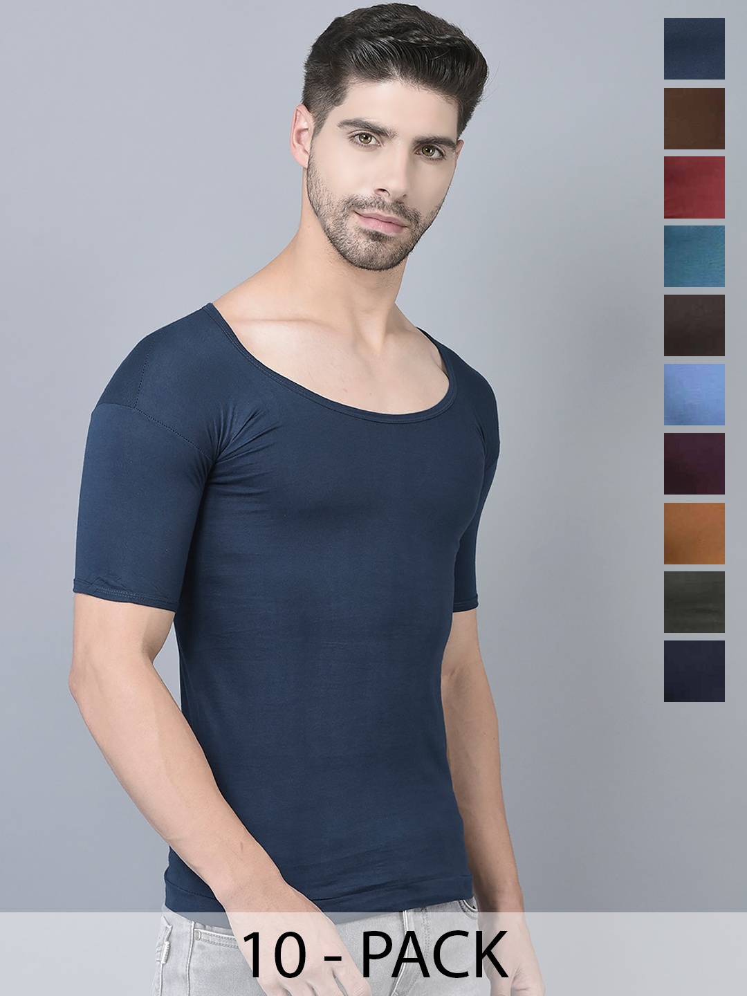 

Dollar Pack Of 10 Assorted Pure Cotton Basic Innervests