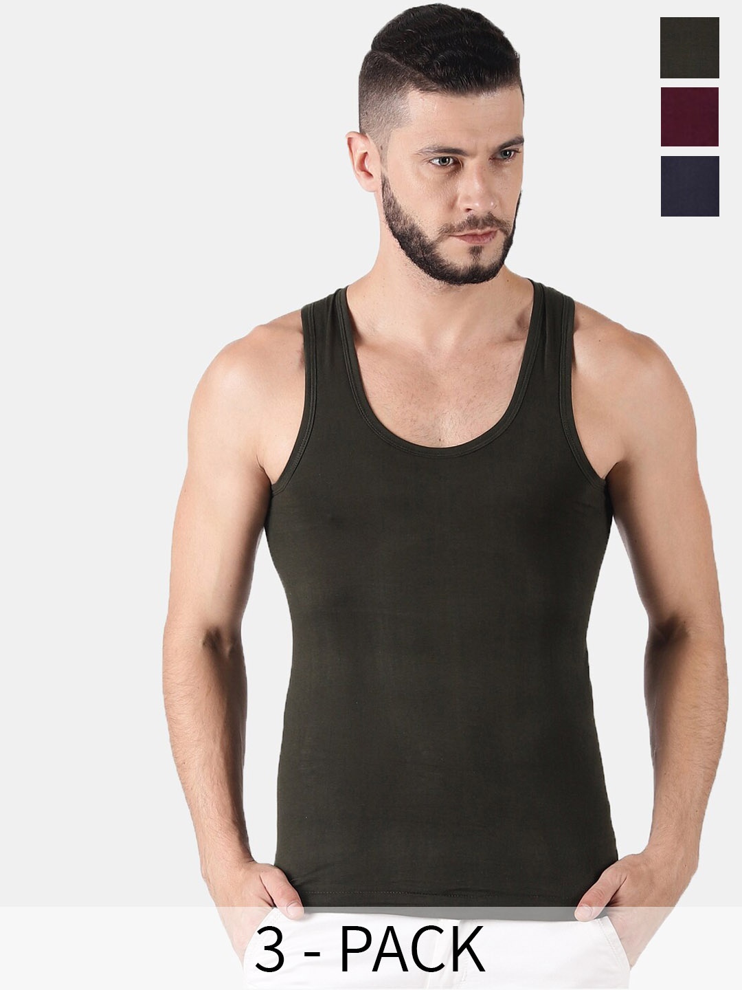 

Dollar Pack Of 3 Assorted Pure Cotton Basic Innervests