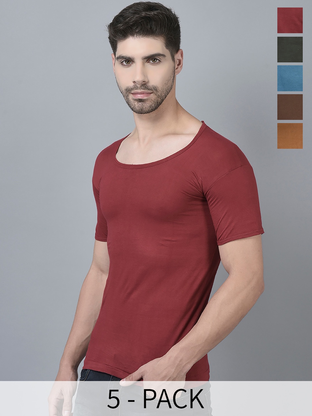 

Dollar Pack Of 5 Assorted Pure Cotton Basic Innervests