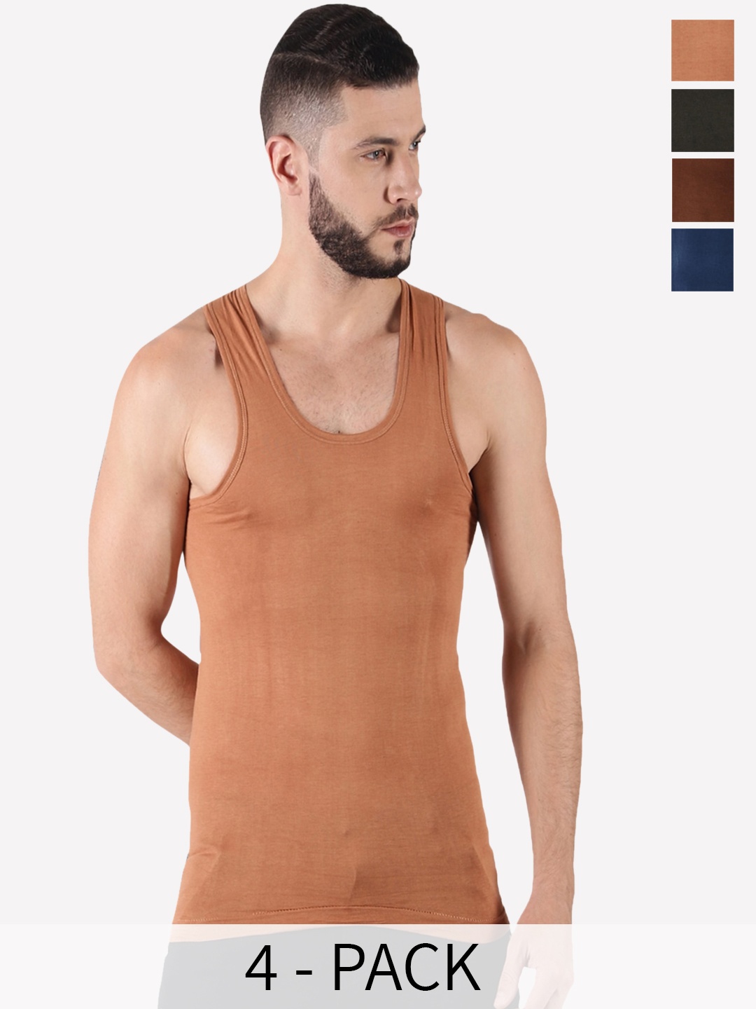 

Dollar Pack Of 4 Assorted Pure Cotton Innerwear Vests