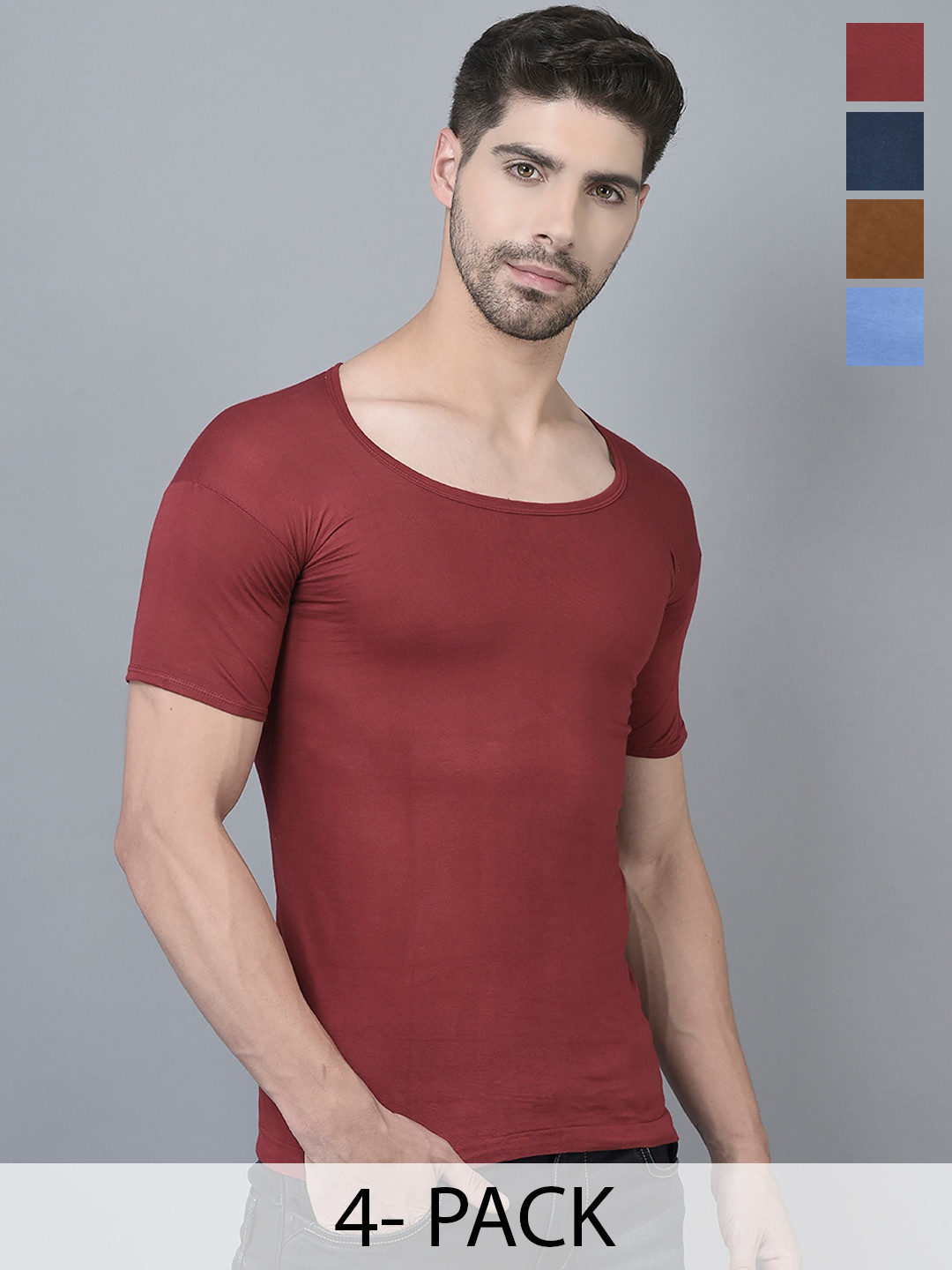 

Dollar Pack Of 4 Assorted Pure Cotton Innerwear Vests