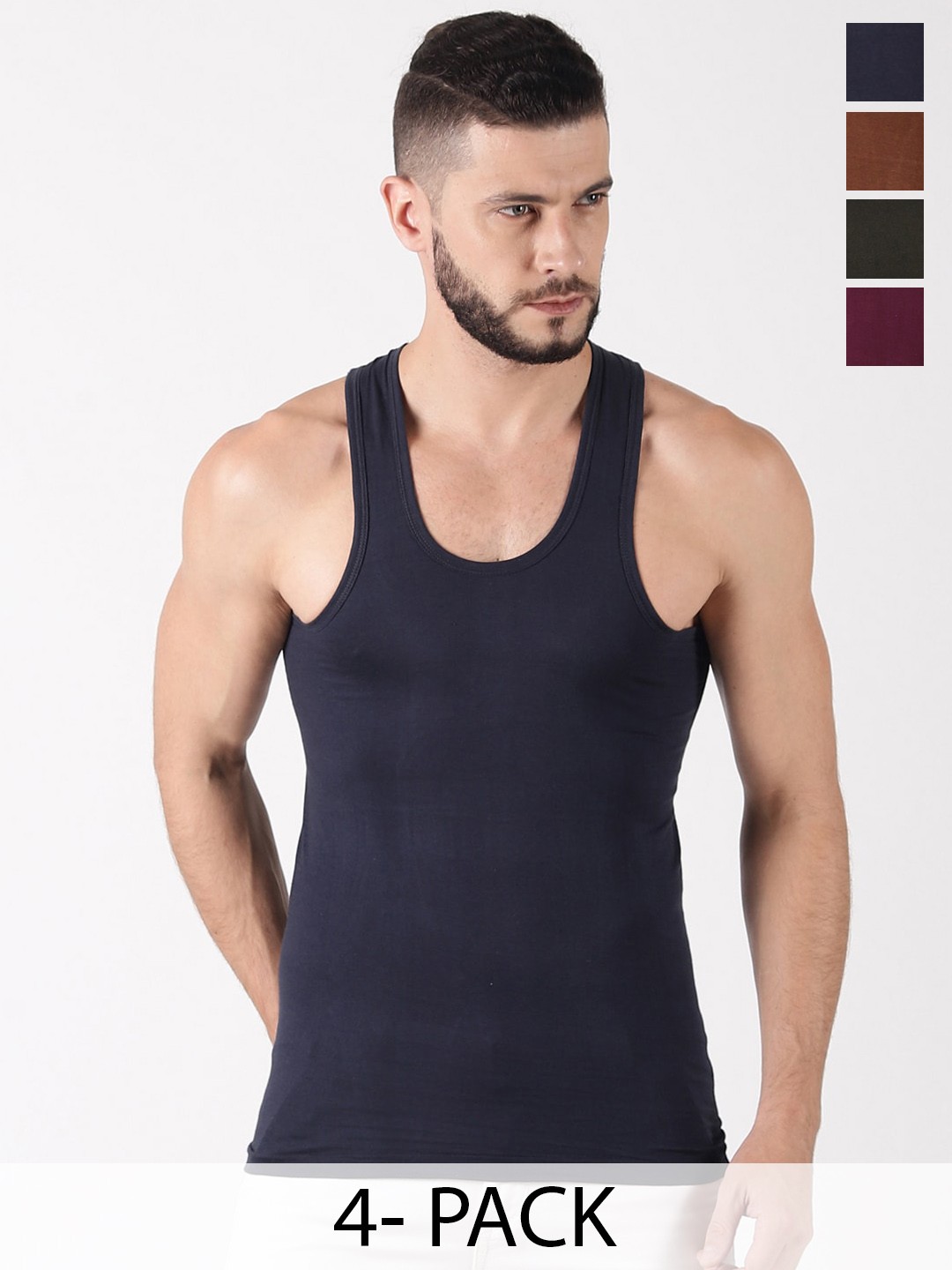 

Dollar Pack Of 4 Assorted Pure Cotton Innerwear Vests