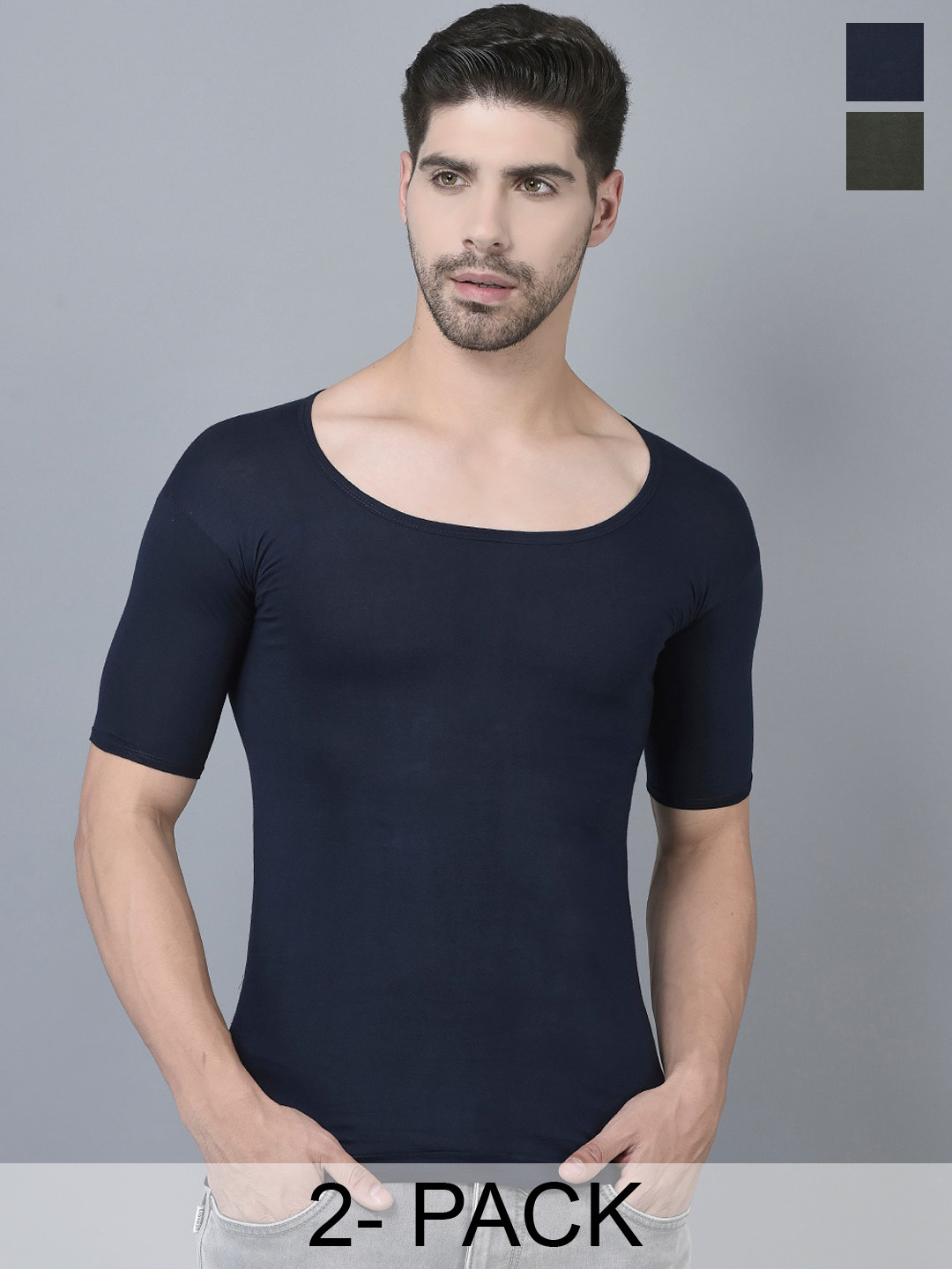 

Dollar Pack Of 2 Assorted Pure Cotton Innerwear Vests MLHVE-02-PO2-ASST4