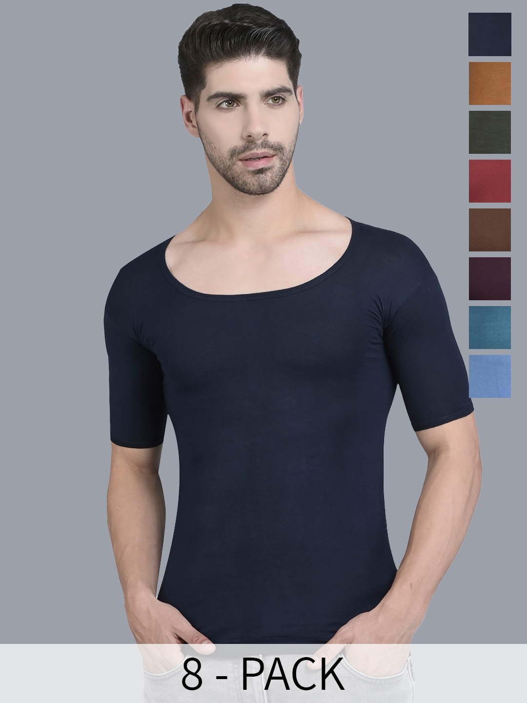 

Dollar Pack Of 8 Assorted Pure Cotton Innerwear Vests MLHVE-02-PO8-ASST1