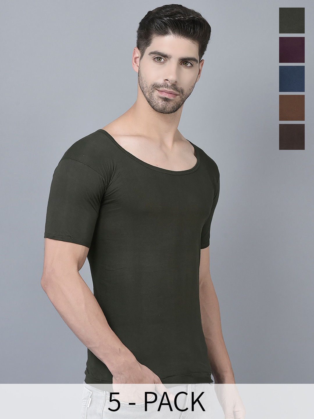

Dollar Pack Of 5 Assorted Pure Cotton Innerwear Vests