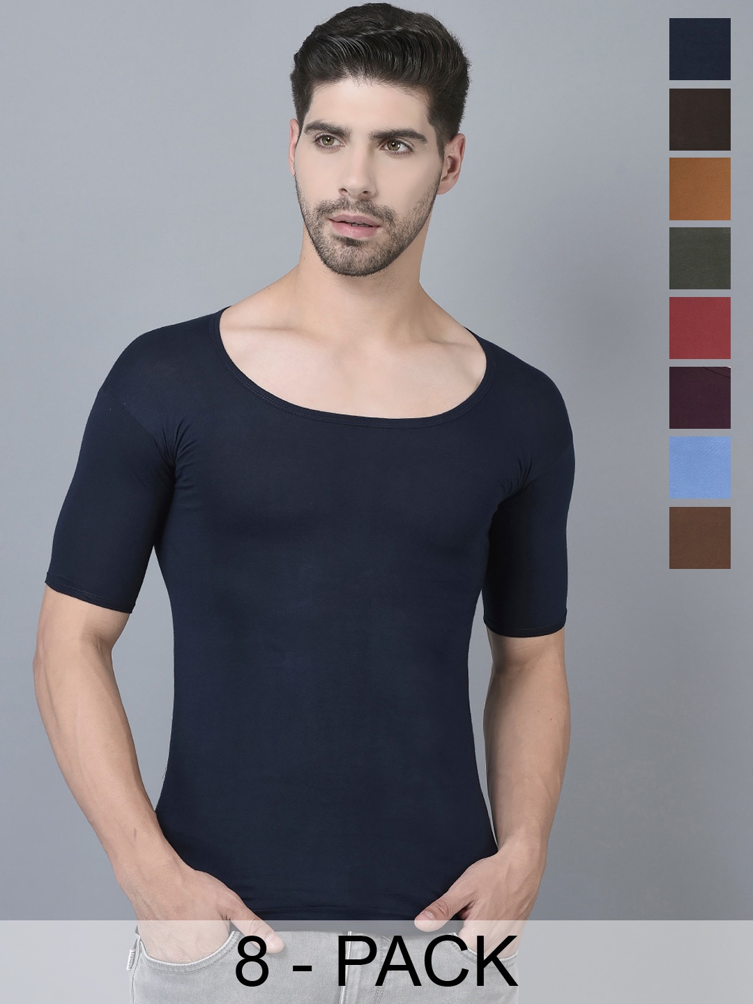 Dollar Pack Of 8 Assorted Pure Cotton Innerwear Vests