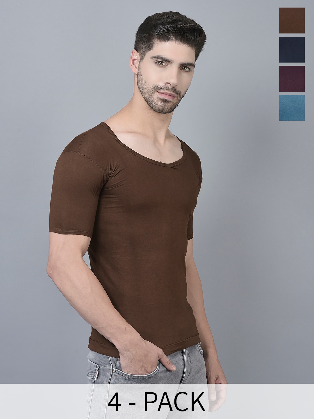 

Dollar Pack Of 4 Assorted Pure Cotton Innerwear Vests