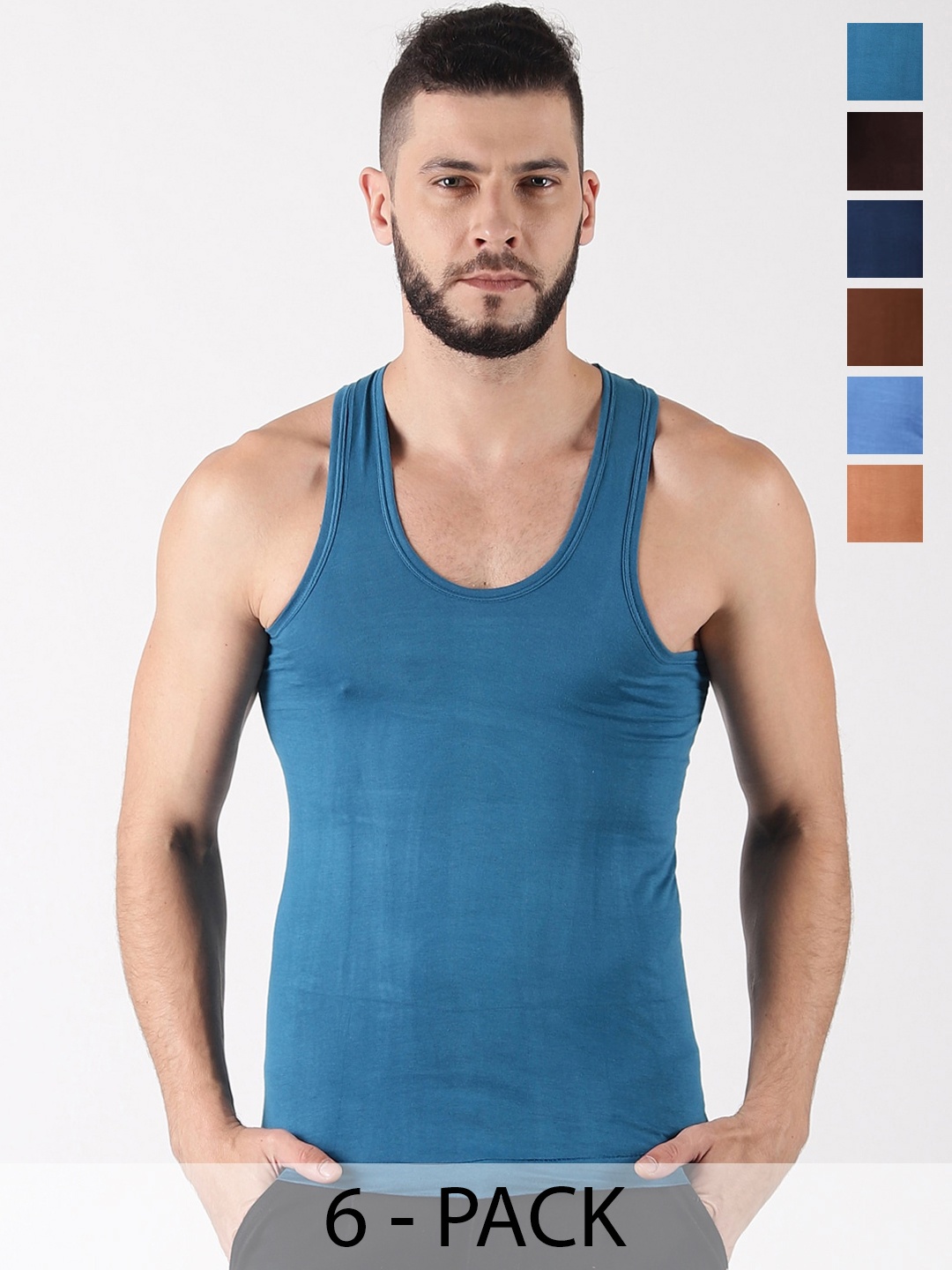 

Dollar Pack Of 6 Assorted Pure Cotton Innerwear Vests
