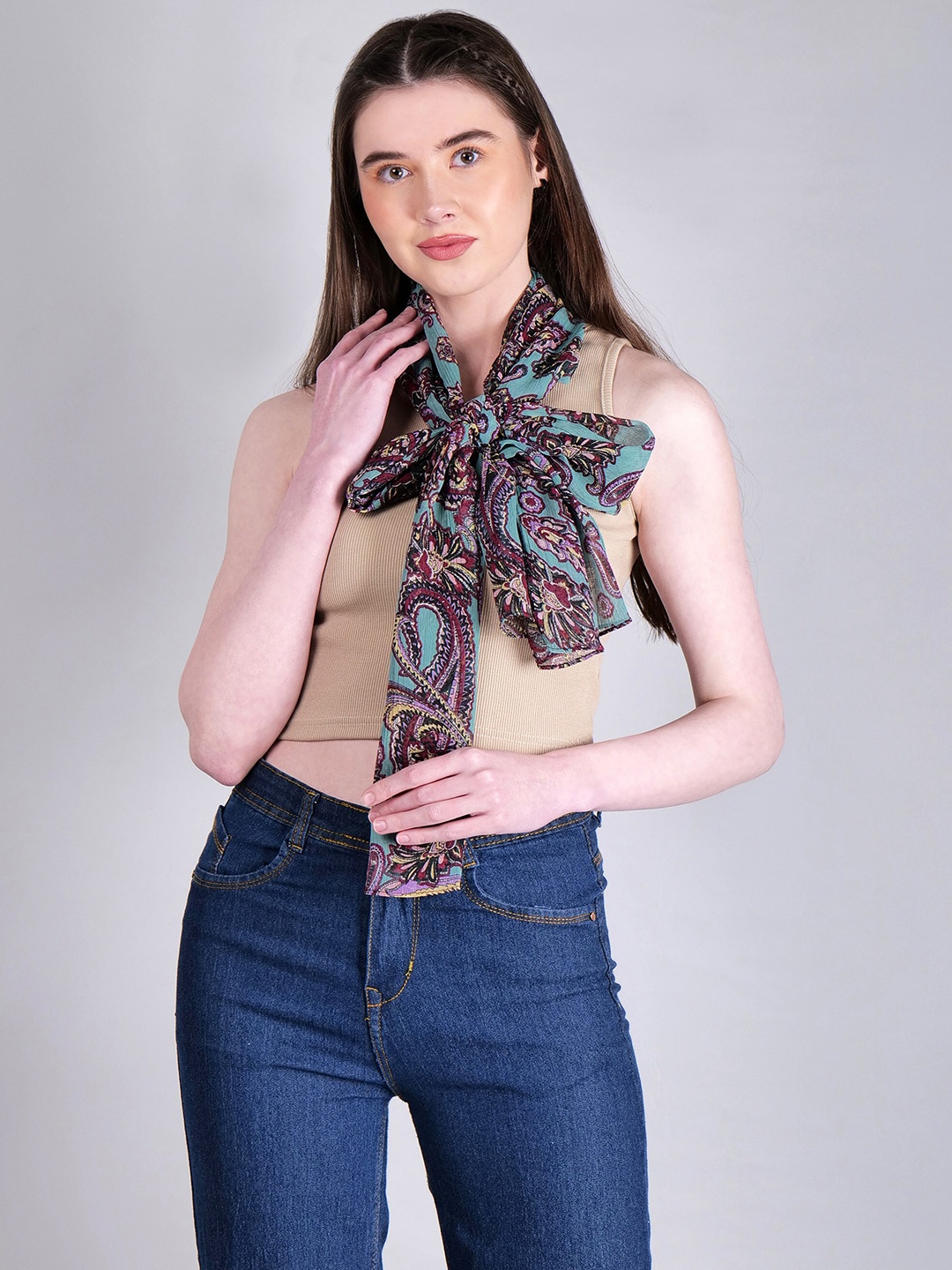 

DressBerry Blue Ethnic Motifs Printed Scarf