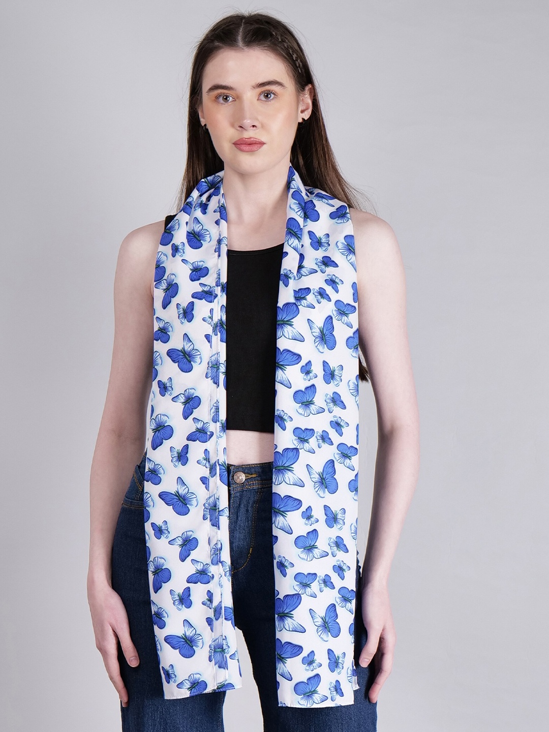 DressBerry Conversational Printed Scarf, White