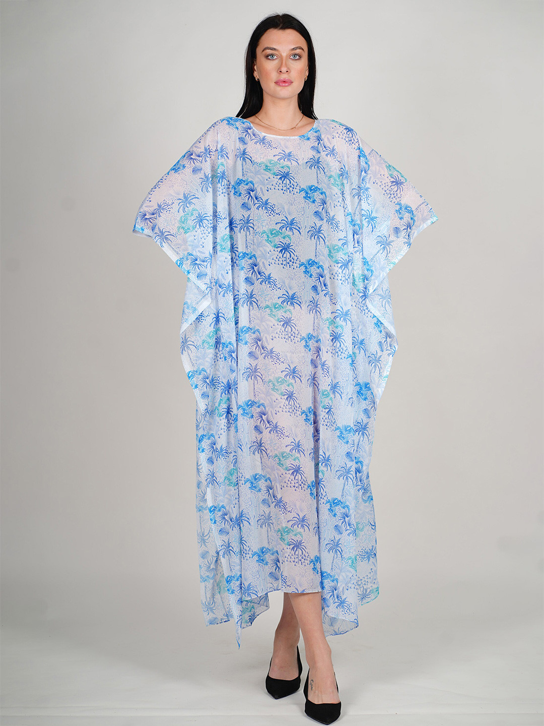 

Rajoria Instyle Floral Print Cape Sleeve Georgette Kaftan Maxi Dress, Multi