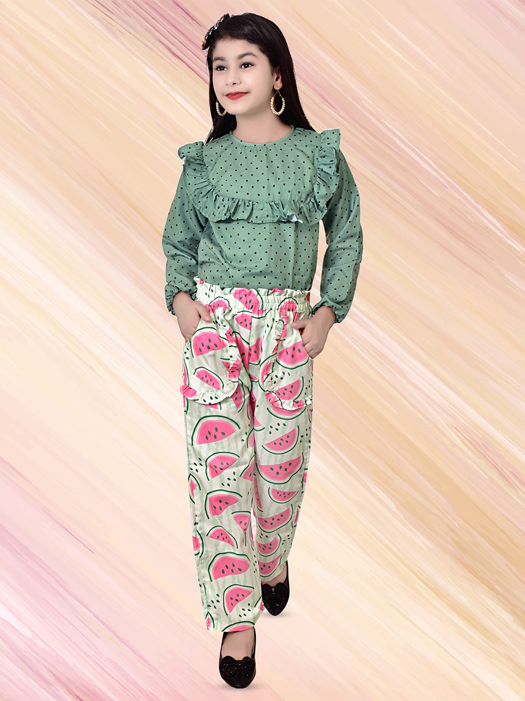 

BAESD Girls Top With Trousers, Green