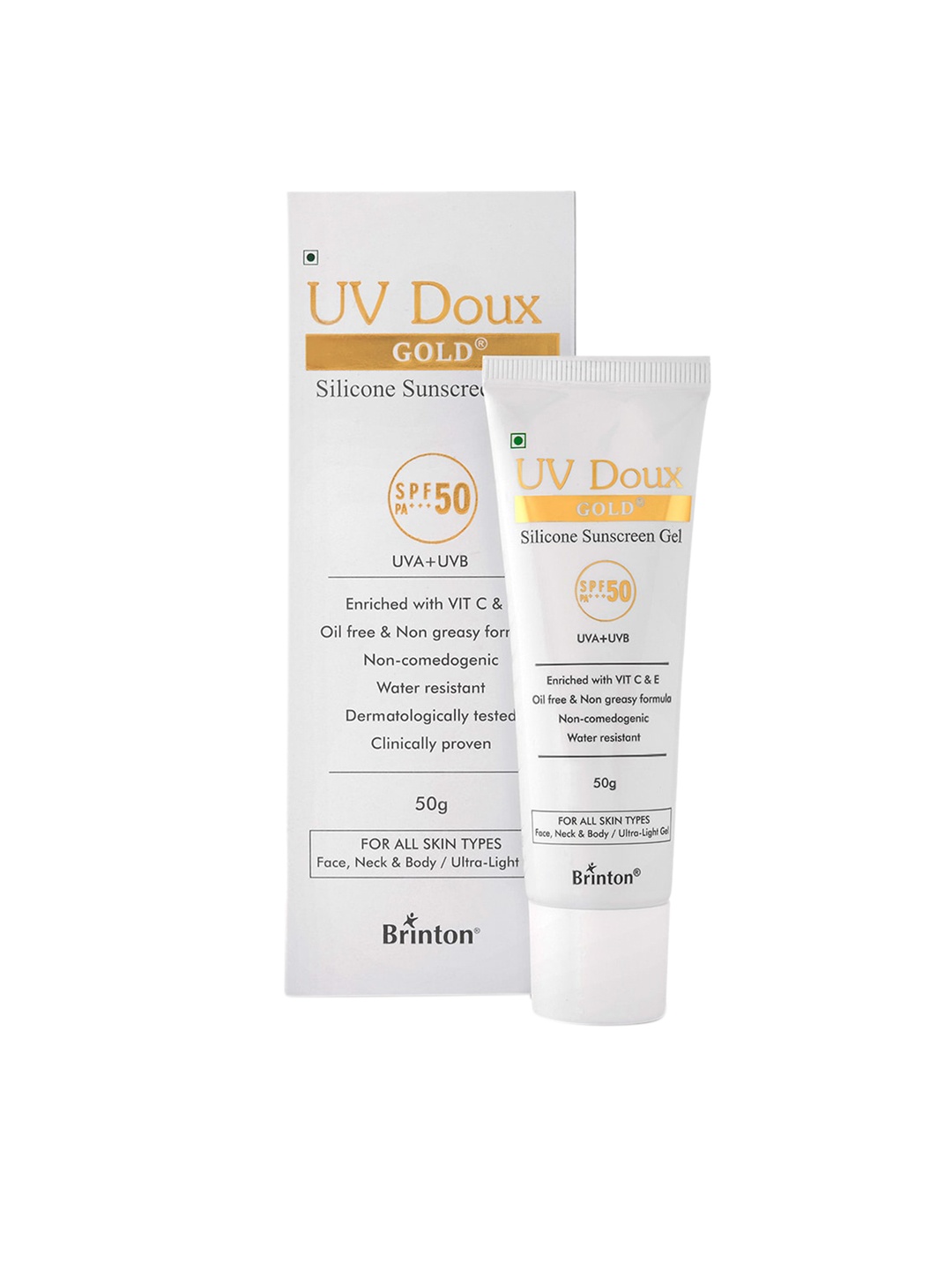 

Brinton UV Doux Gold Silicone Sunscreen Gel SPF 50 PA+++ - 50g, White