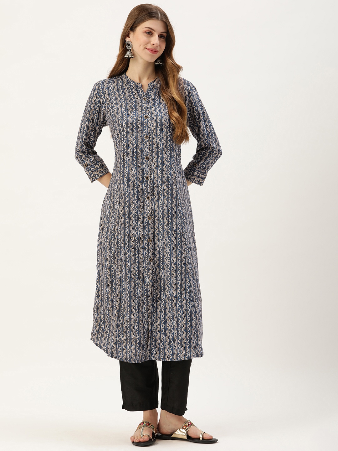 

AMUKTI Women Abstract Printed Kurta, Blue