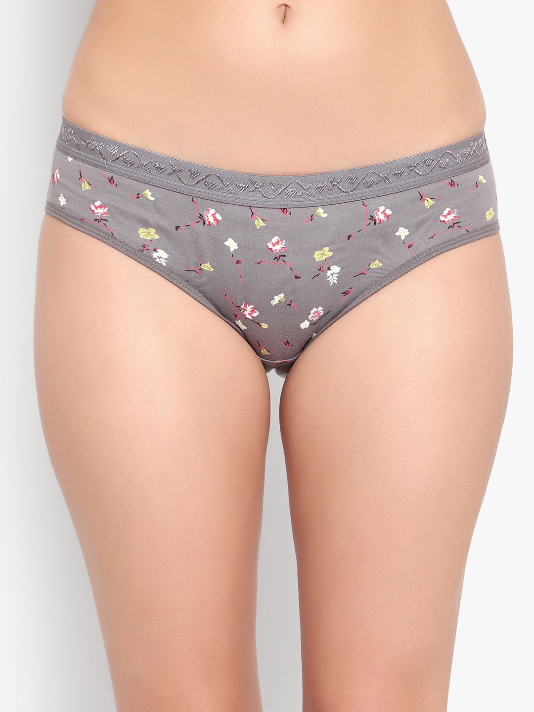 

Velvi FIGURE Floral Printed Bikini Briefs, Grey