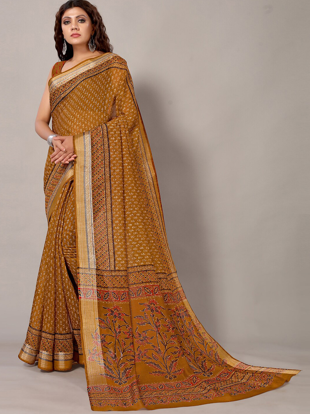 

Shaily Floral Printed Saree, Rust