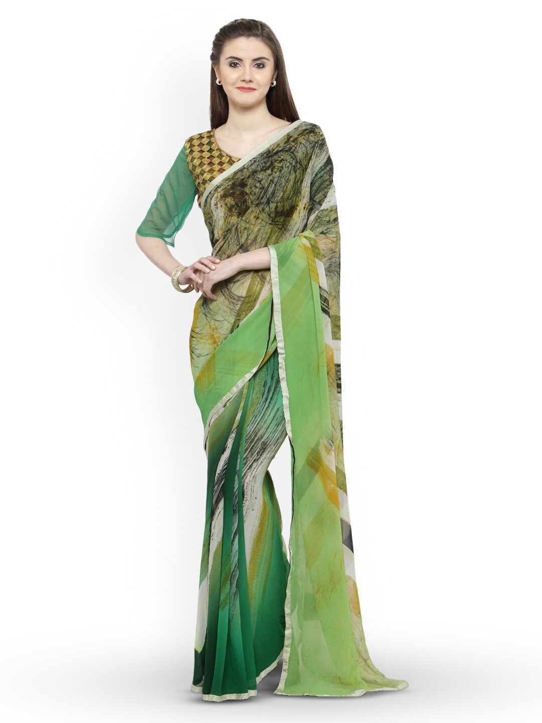 

Shaily Abstract Printed Saree, Green