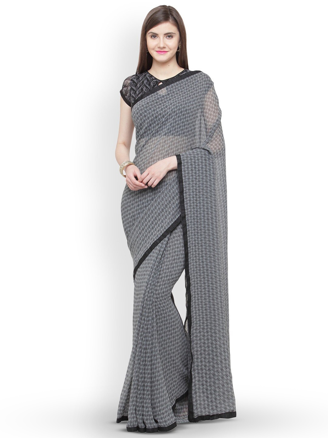 

Shaily Geometric Printed Saree, Grey