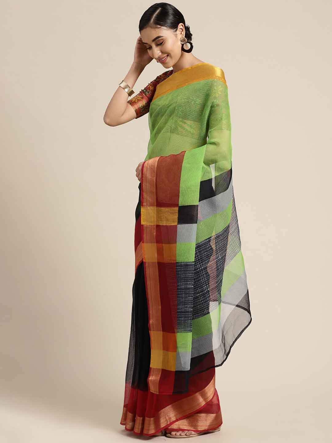 

Shaily Colourblocked Zari Saree, Black