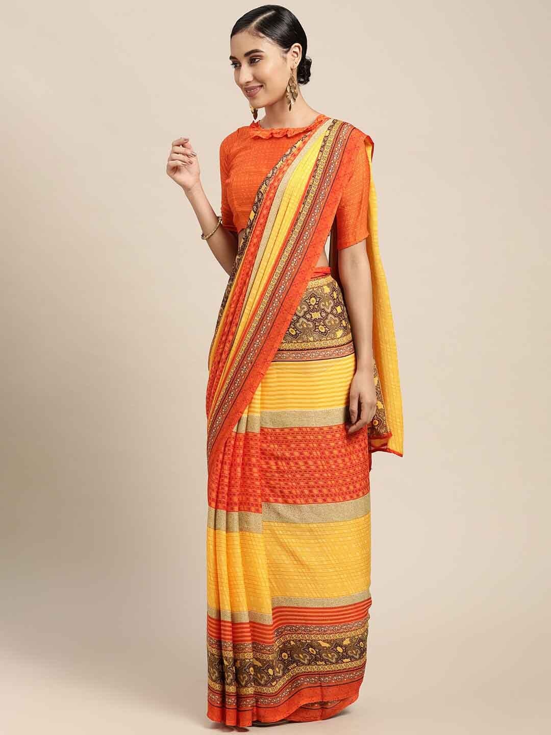 

Shaily Ethnic Motifs Printed Saree, Orange