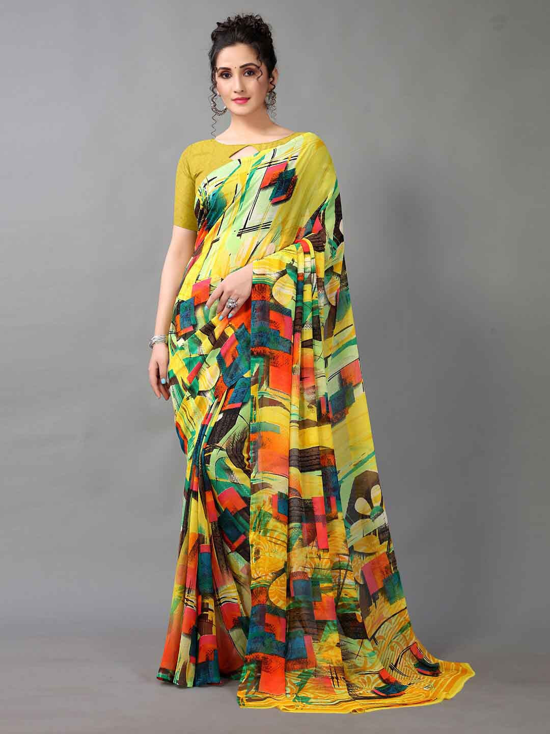 

Shaily Printed Saree, Yellow