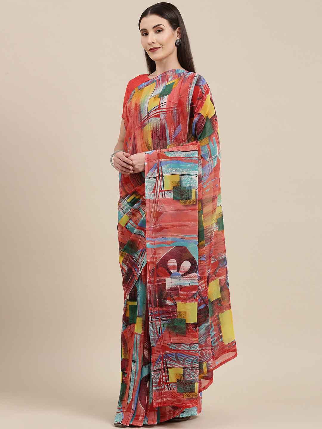 

Shaily Abstract Printed Saree, Pink