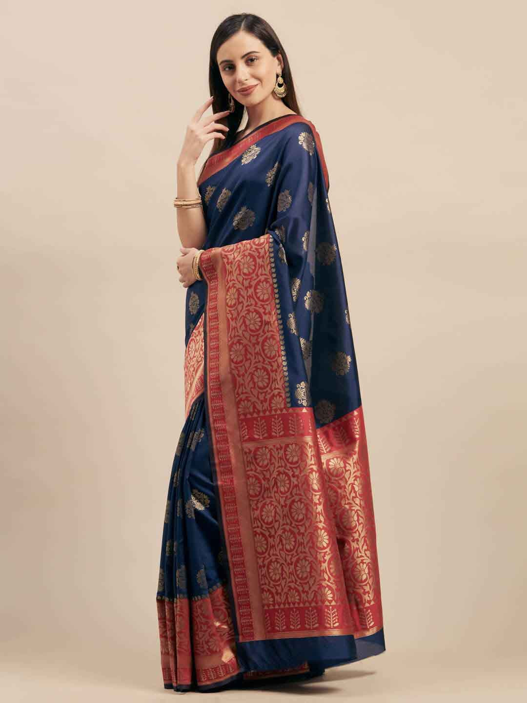 

Shaily Ethnic Woven Design Zari Saree, Navy blue