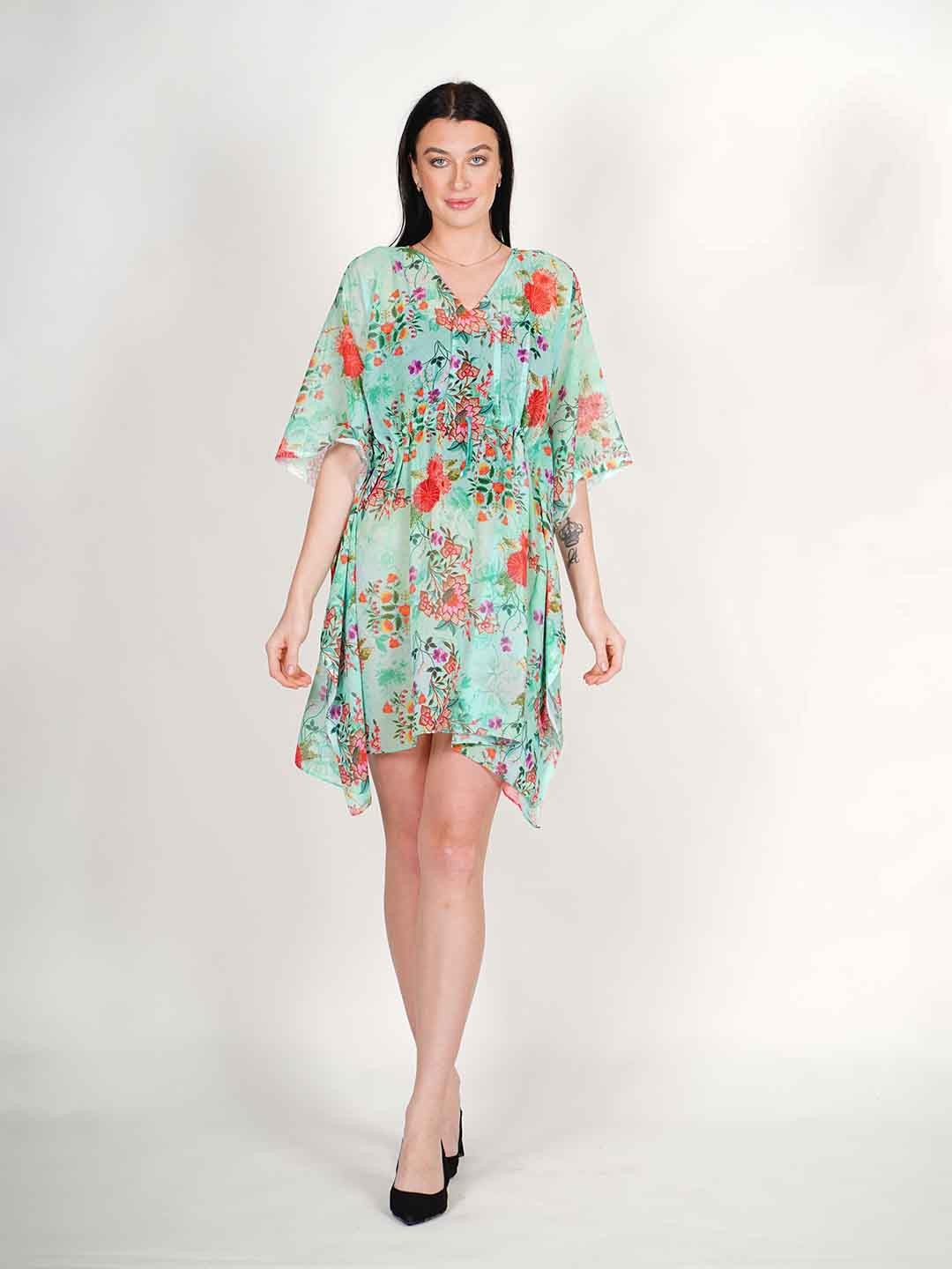 

Rajoria Instyle Floral Print Flared Sleeve Georgette Kaftan Dress, Multi