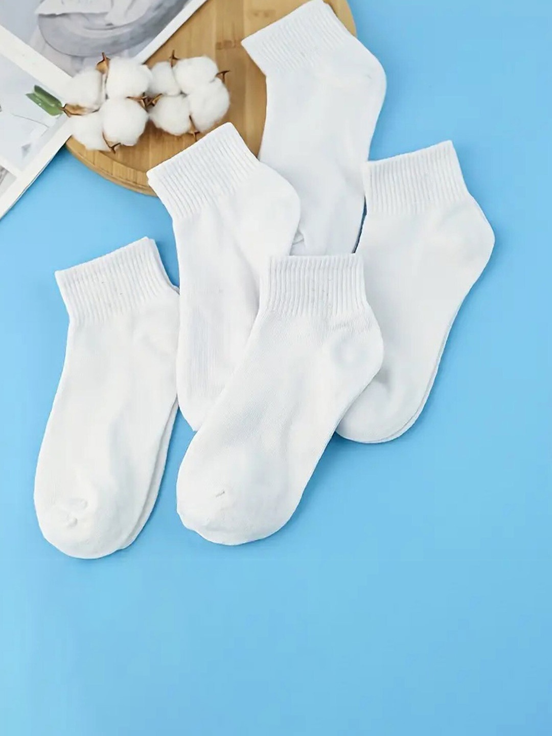 

BAESD Kids Pack Of 5 Patterned Ankle-Length Socks, White